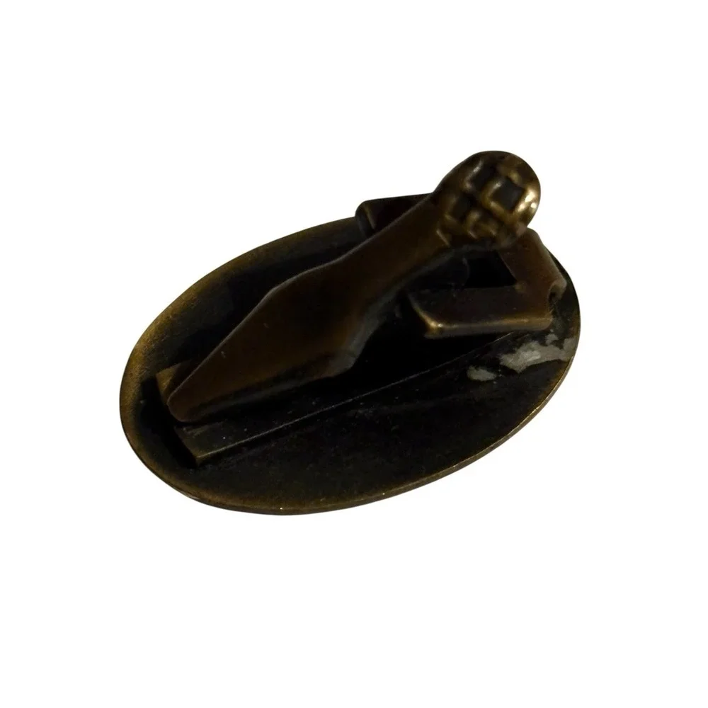 Brass‎ Etched Lingerie Clip Tie Bar Oval Mini Vintage Antique Blank Monogram